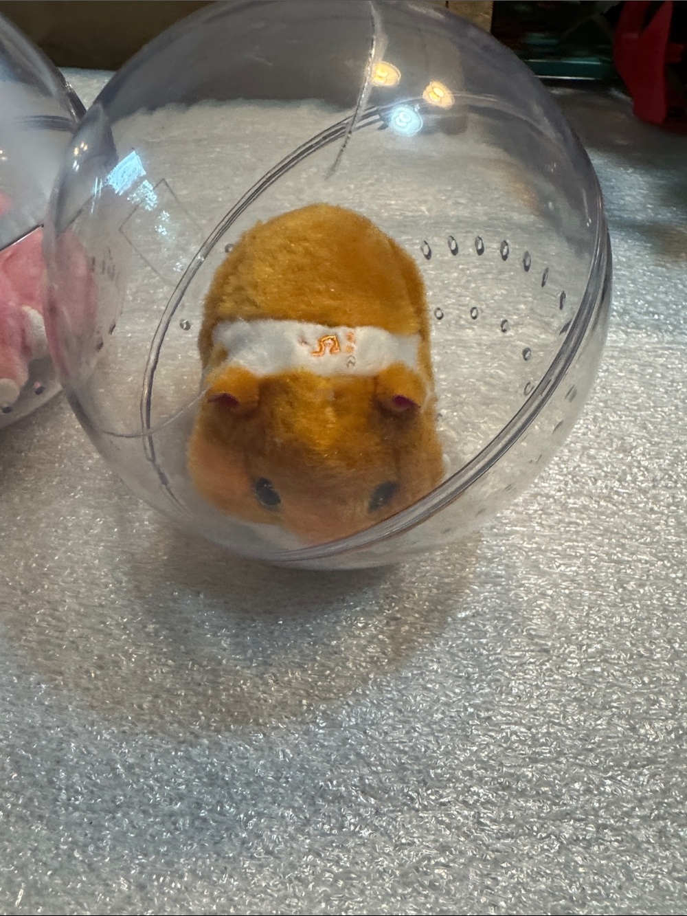 Plush Small Battery Hamsters with Domes Toys in Pink and Orange - Pack of 2 - Picture 4 of 6
